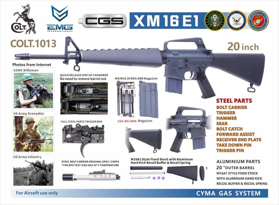 CYMA CGS COLT M603 XM16E1 GBB Airsoft ( COLT.1013 ) CYMA-GBB-CGS-COLT1013 - WGC Shop