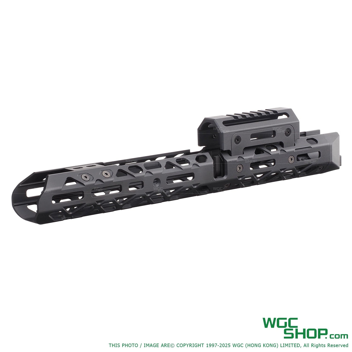 Black 5KU KYPK style handguard rail for Marui AKM GBB with mounting slots and Picatinny rail
