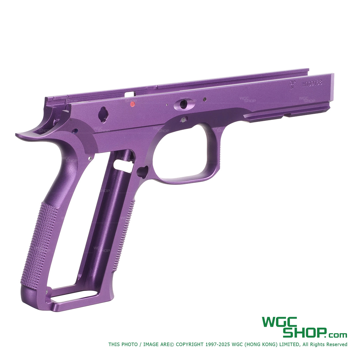 Right side view of purple 5KU aluminum frame for KJ WORKS SHADOW2 and TS2 GBB airsoft