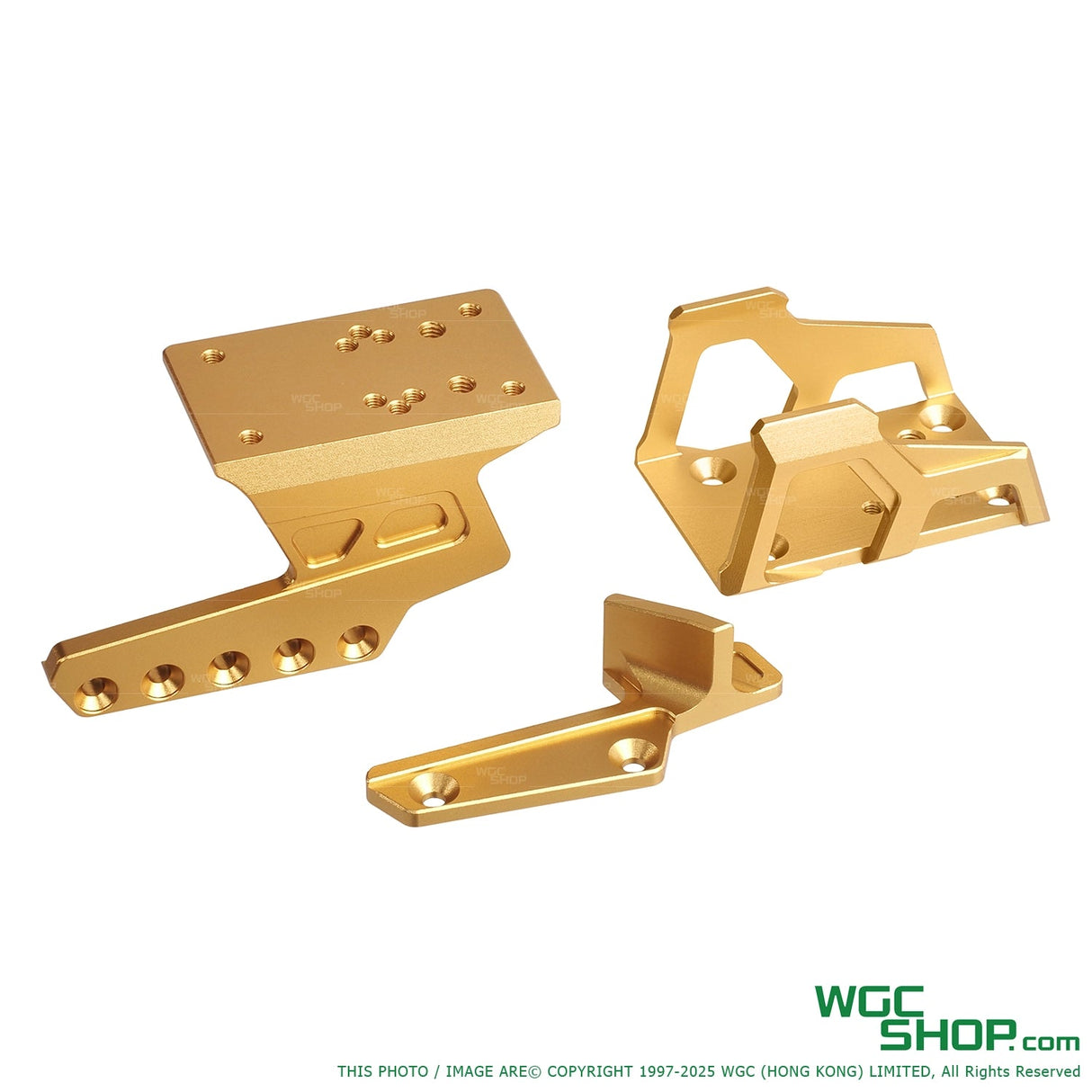 Gold-colored metal optic mount parts with multiple screw holes for Marui Hi Capa GBB pistol