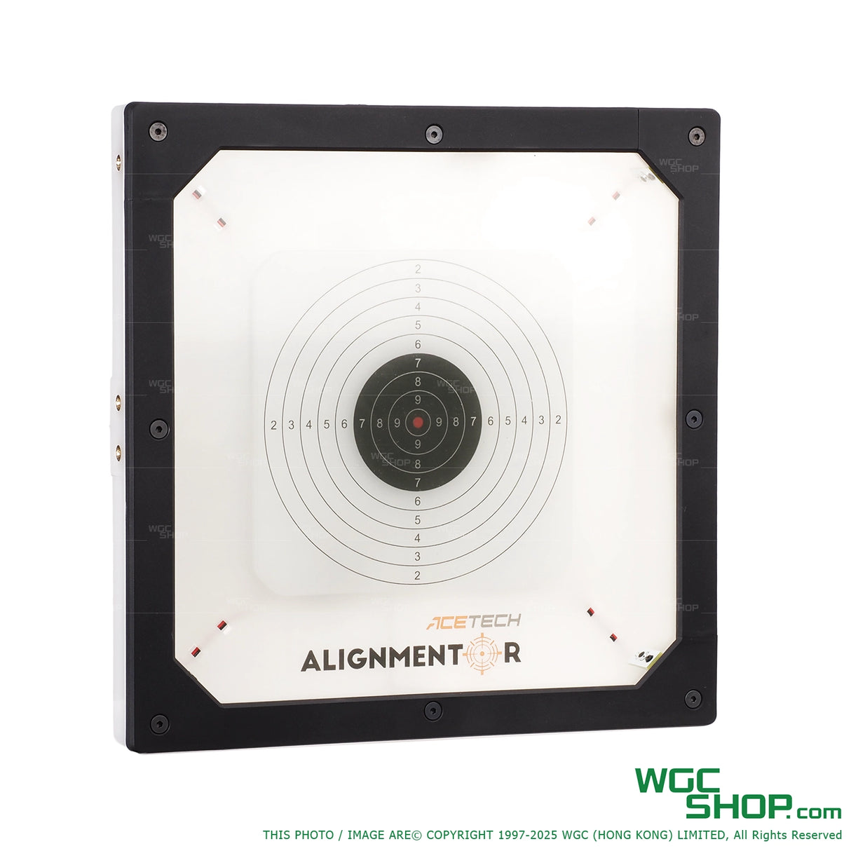 ACETECH Alignmentor shooting target with black frame and scoring rings for airsoft alignment