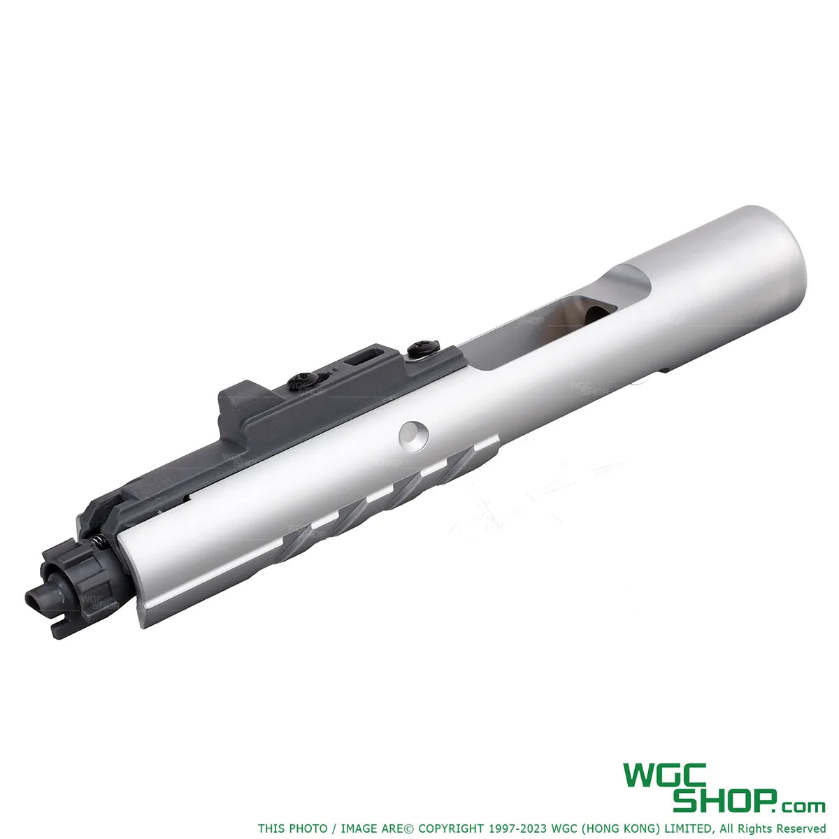 Left view of ANGRY GUN KAC Steel Chrome Sand Cutter Bolt Carrier Set for MARUI MWS M4 GBB Airsoft