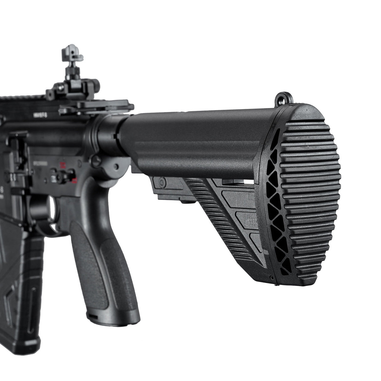 Stock close-up of ARCTURUS HK416F-S AEG FE Black - WGC Shop