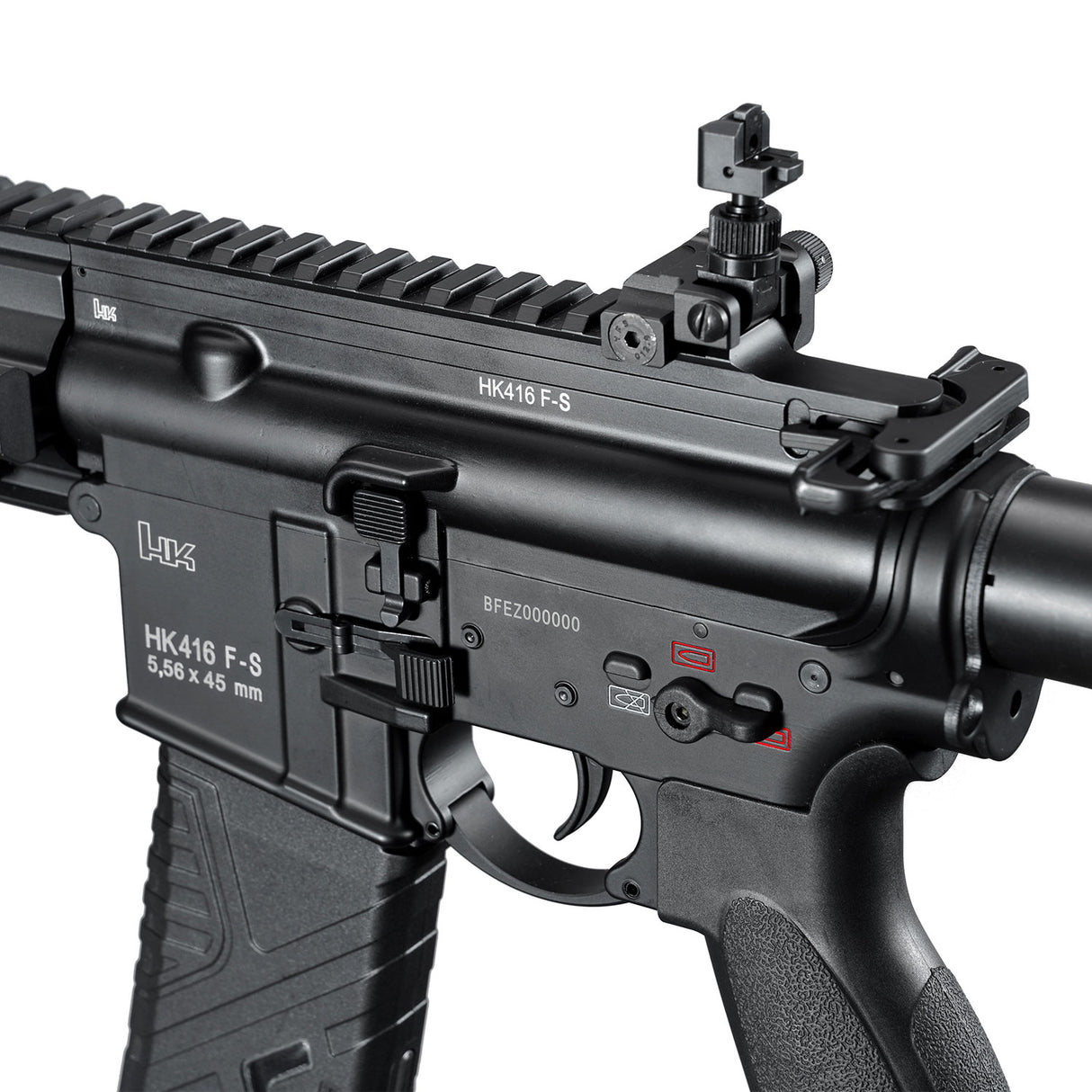 Receiver close-up of ARCTURUS HK416F-S AEG FE Black - WGC Shop