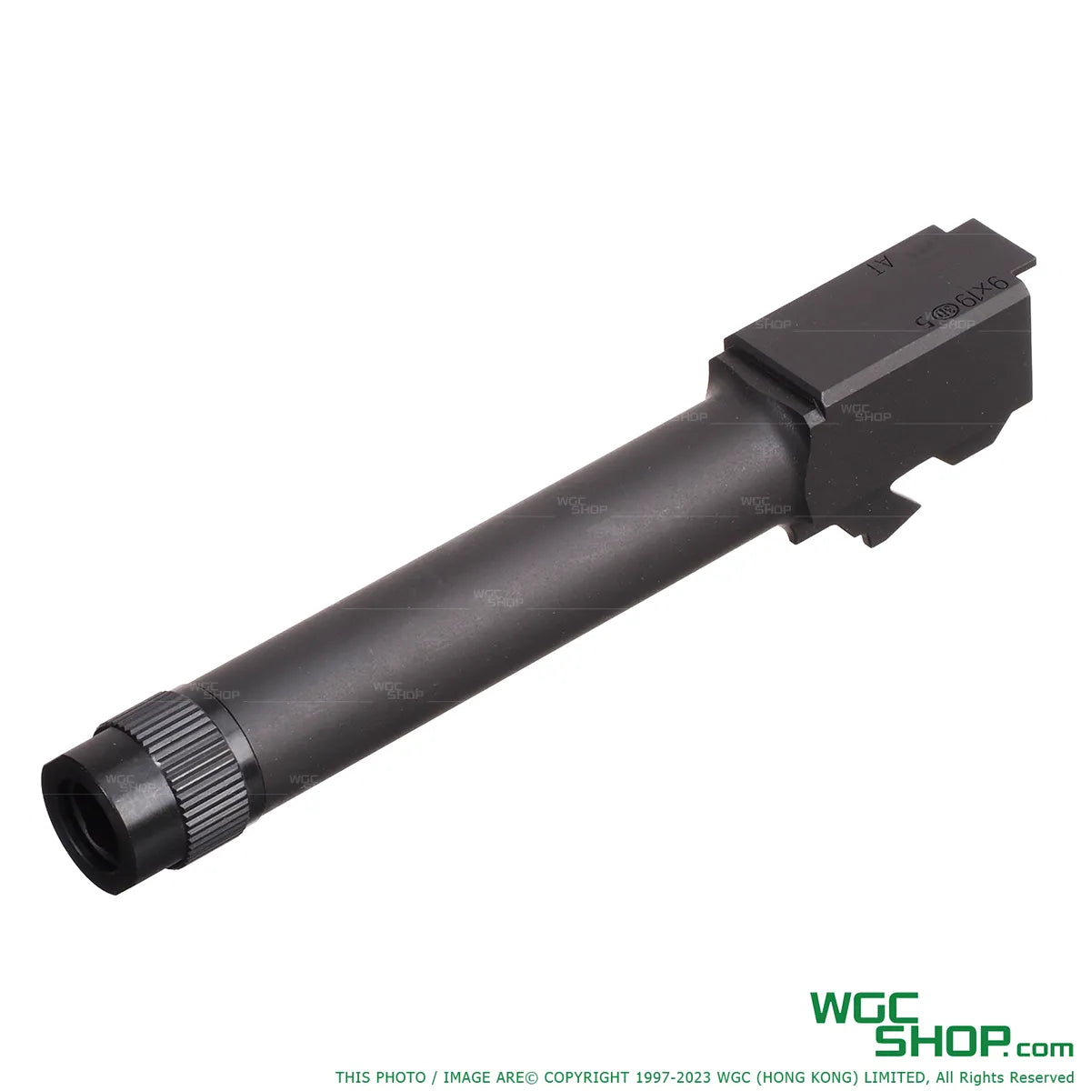 Left view of BOMBER CNC Steel Threaded Barrel -14mm for GHK Glock G45 GBB Airsoft