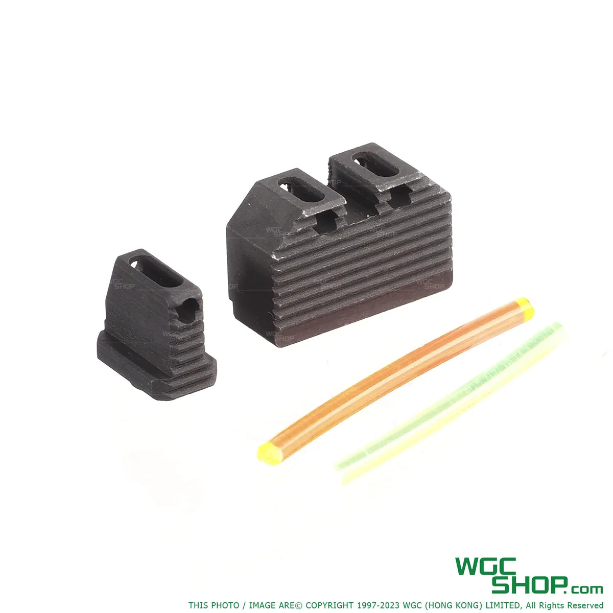 Front view of GUNDAY NF Style Fiber Optic Steel Sight for MARUI G17/G19 Gen5 GBB Airsoft