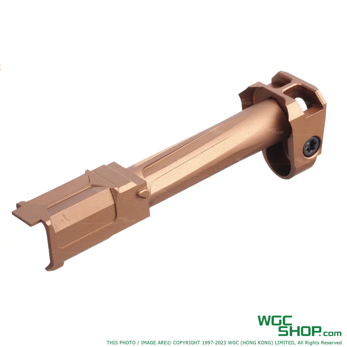 Right view of GUNDAY RA Style Aluminum Outer Barrel w/ Comp for MARUI G19 Gen5 GBB Airsoft - Copper
