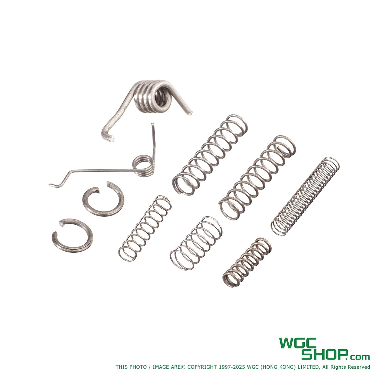 Set of eight silver metal springs and clips for Marui Saiga 12k SBS GBB trigger replacement