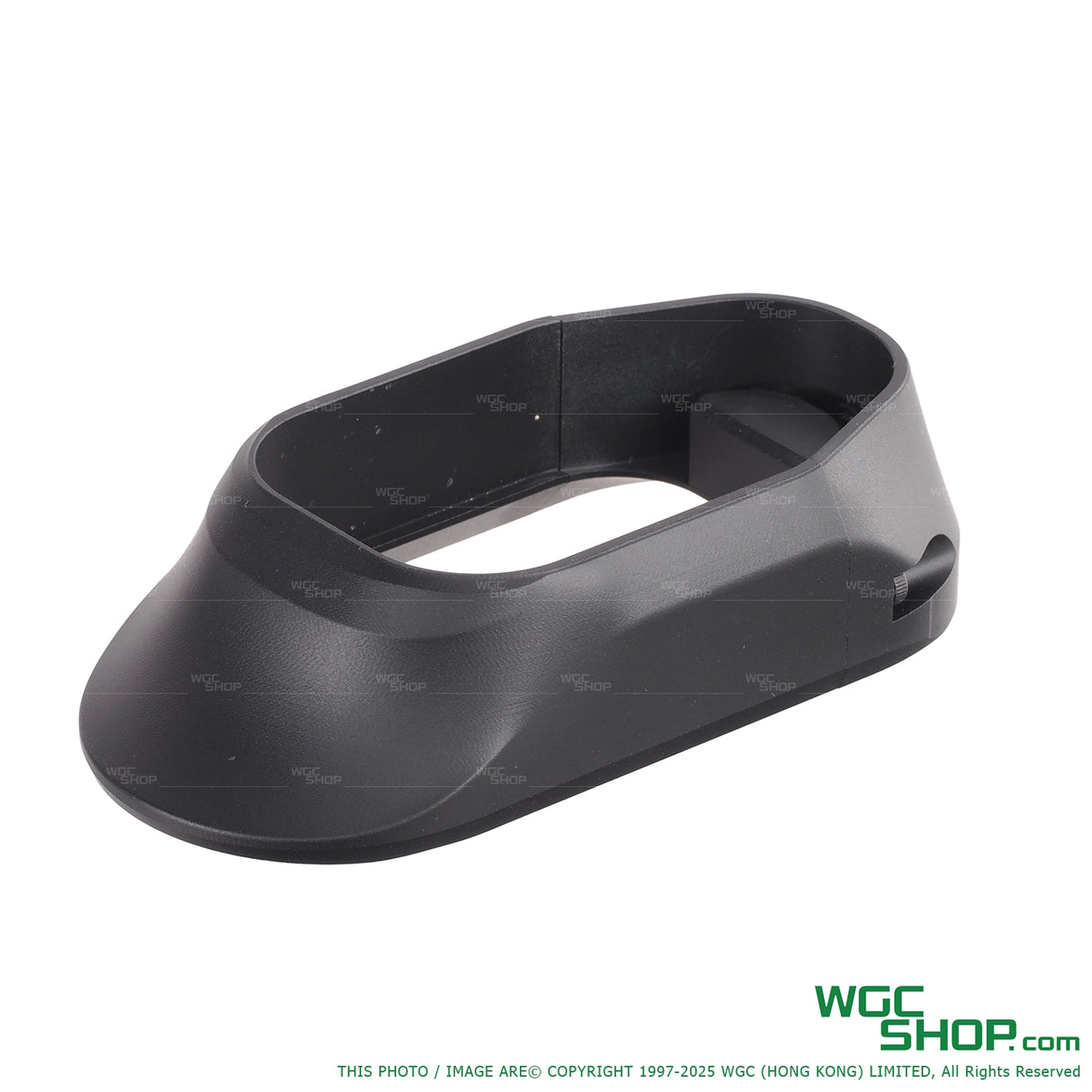 black polymer magwell for Maruyana MP9 airsoft gun displayed on white background