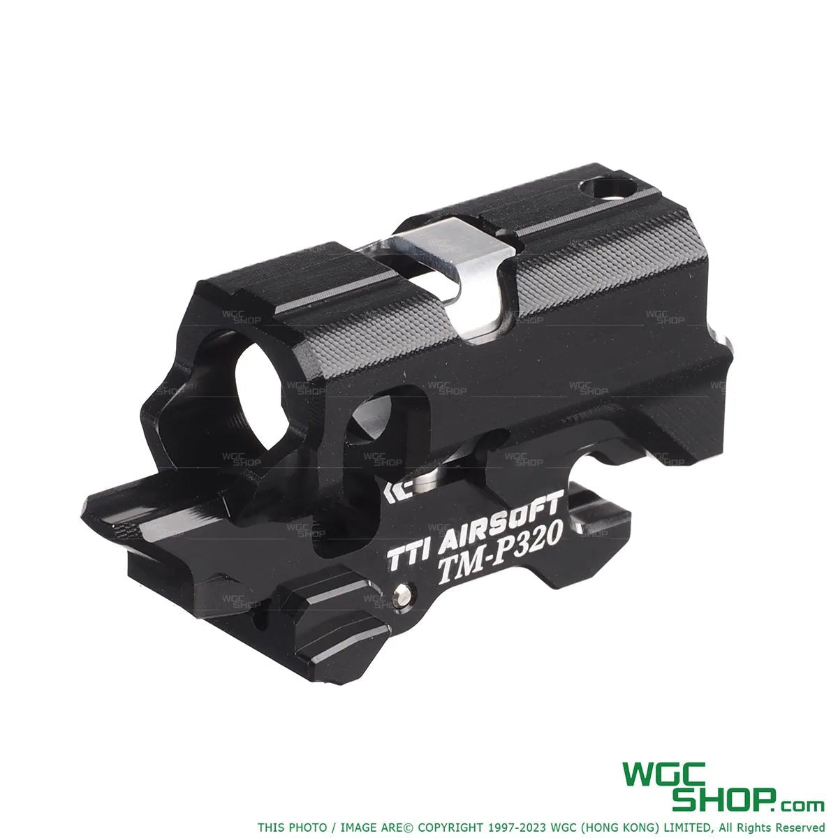 Left view of TTI AIRSOFT Infinity One Piece Full CNC TDC Hop-Up Chamber for Marui P320 GBB Airsoft - Black