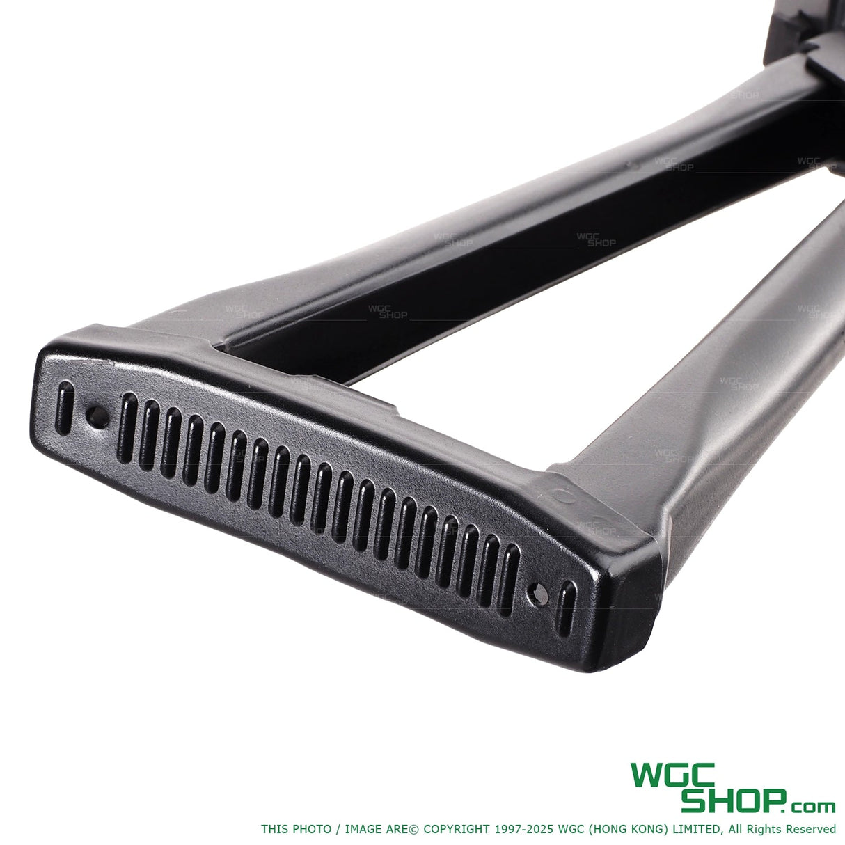 Black polymer buttstock for VFC AK series airsoft rifle with ventilated rubber pad