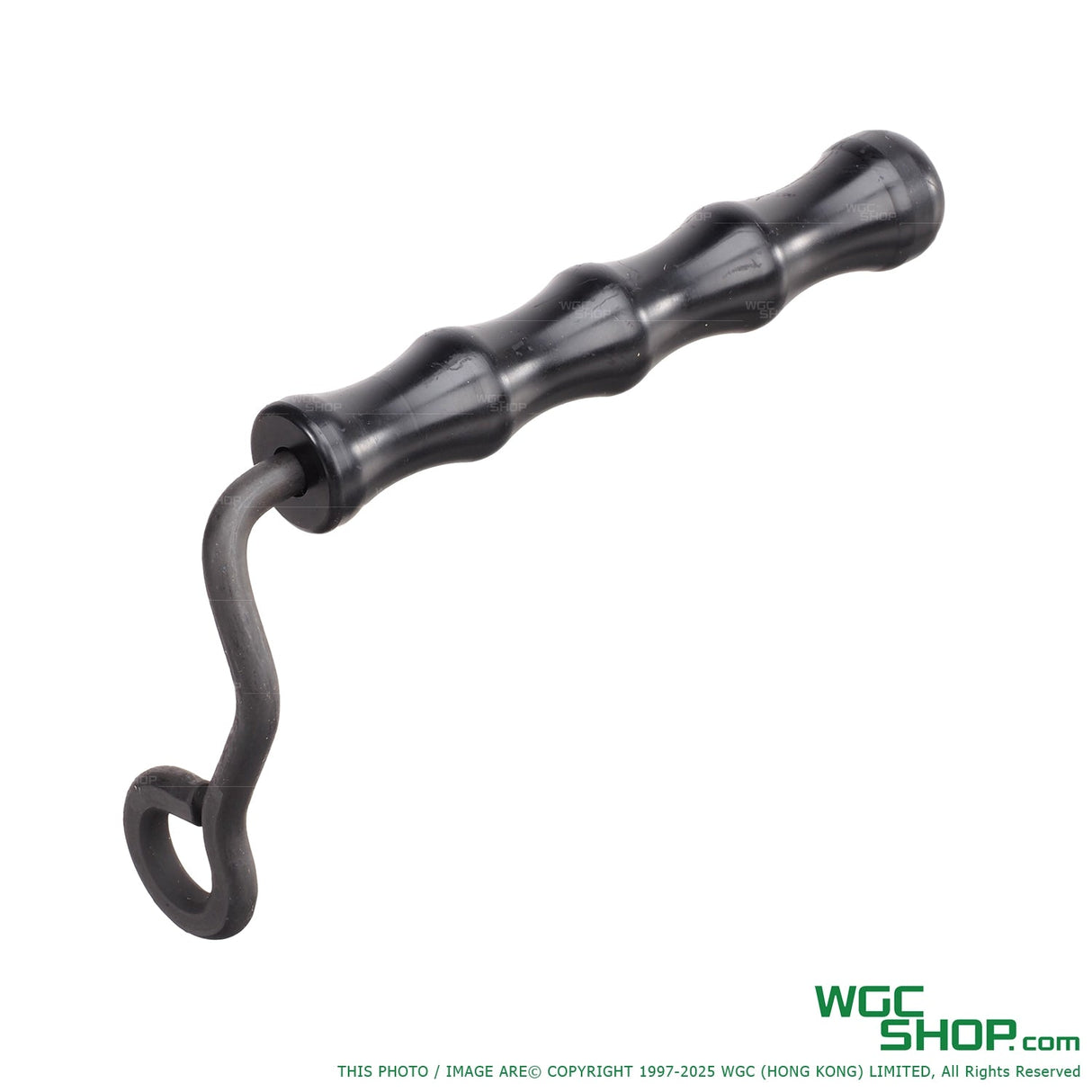 Black ergonomic gun carry handle with ribbed design and metal hook attachment