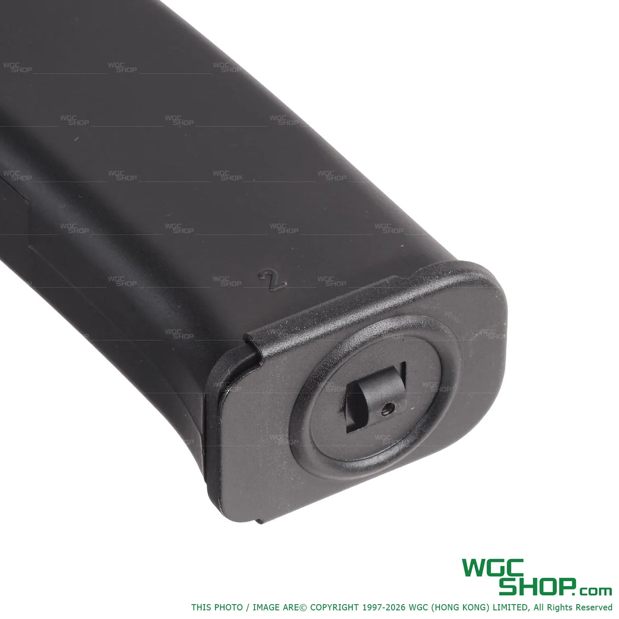 Bottom close-up view of VFC PP-19-01 35Rds Gas Airsoft Magazine