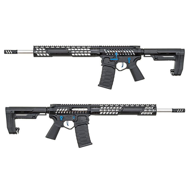 APS F - 1 Electric Airsoft ( AEG ) - RS - 2 Stock / eSilver Edge Black / Blue Switch APS-AEG-EBDR-BBL-2 - WGC Shop