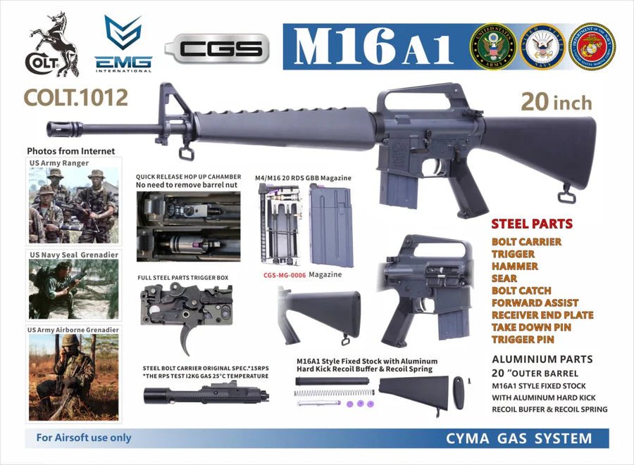 CYMA CGS COLT M603 M16A1 GBB Airsoft ( COLT1012 ) CYMA-GBB-CGS-COLT1012 - WGC Shop