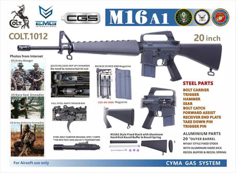 CYMA CGS COLT M603 M16A1 GBB Airsoft ( COLT1012 ) CYMA-GBB-CGS-COLT1012 - WGC Shop