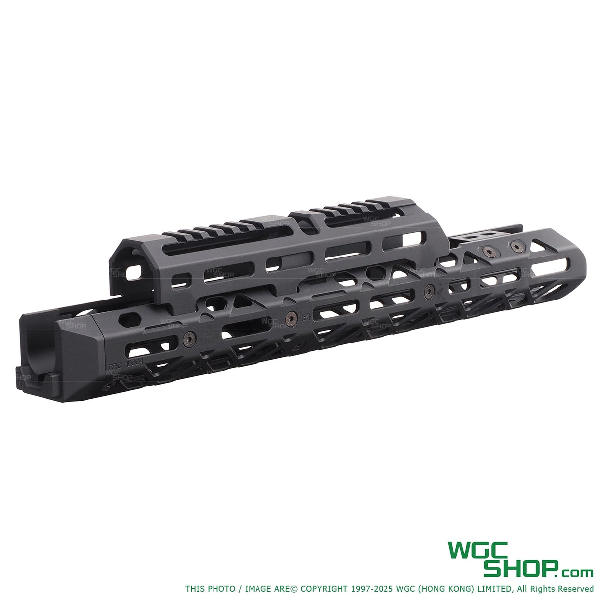 Black 5KU handguard for Marui AKM airsoft gas blowback rifle with M-LOK slots and rail segments
