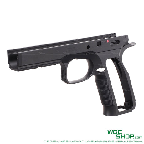 Black CNC aluminum frame for KJ Works Shadow 2 TS2 GBB pistol on white background
