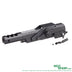 Left side view of black with silver aluminum IMM style conversion kit for MARUI Hi-Capa airsoft