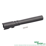 black stainless steel outer barrel for KJ Works CZ Shadow 2 GBB with small metal pin on white background