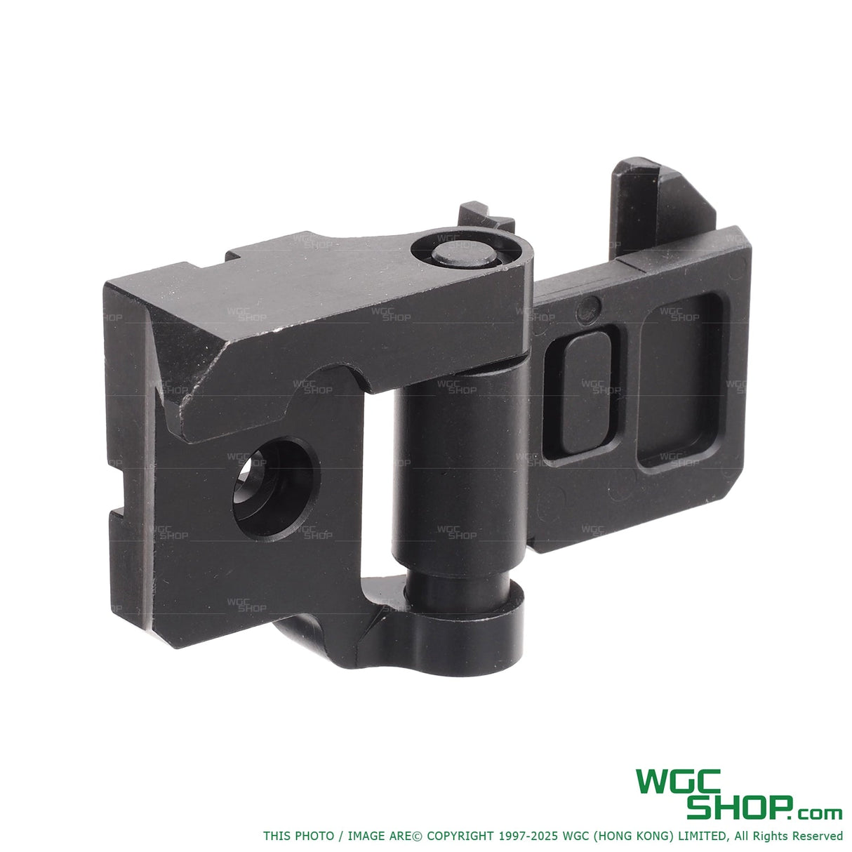 Black metal 5KU stock hinge for 1913 to PT-13 airsoft gun stocks on white background