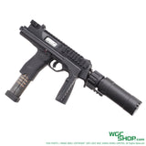MARUYAMA MP-IX DX GBB Folding Stock Right-Side View with Stock Extended and Silencer Attached