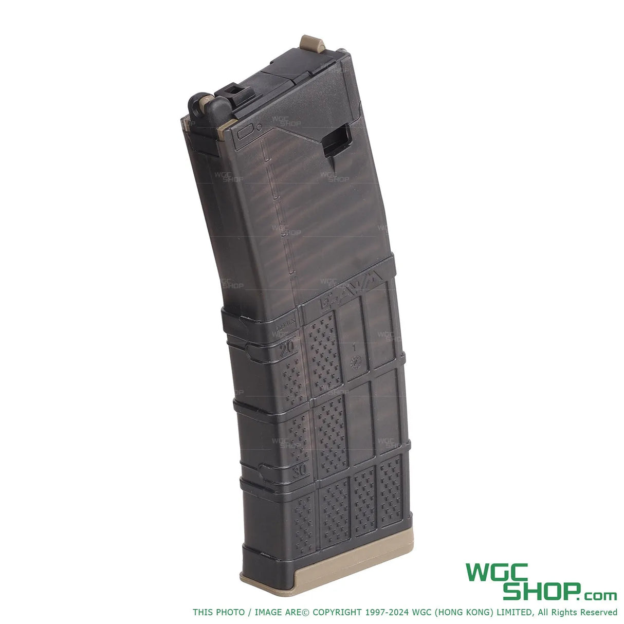 ANGRY GUN EMG Lancer Systems Licensed L5AWM V2 MWS Gas Airsoft Magazine ( 300 Translucent Smoke )-WGC Shop