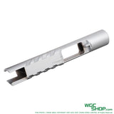 Bottom view of ANGRY GUN KAC Steel Chrome Sand Cutter Bolt Carrier for MARUI MWS M4 GBB Airsoft