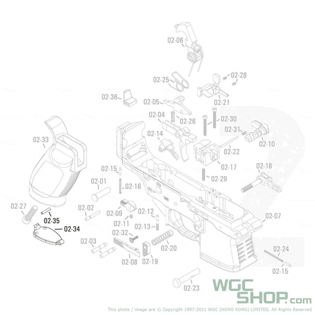 APFG Original Parts - MPX GBB Grip Base Plate with Pin ( 02-34 / 02-35 ) - WGC Shop