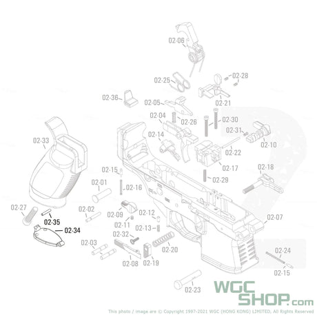APFG Original Parts - MPX GBB Grip Base Plate with Pin ( 02-34 / 02-35 ) - WGC Shop