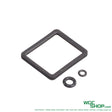 Arcturus Hi-Capa magazine spare O-ring set with square and two round black rubber O-rings on white background