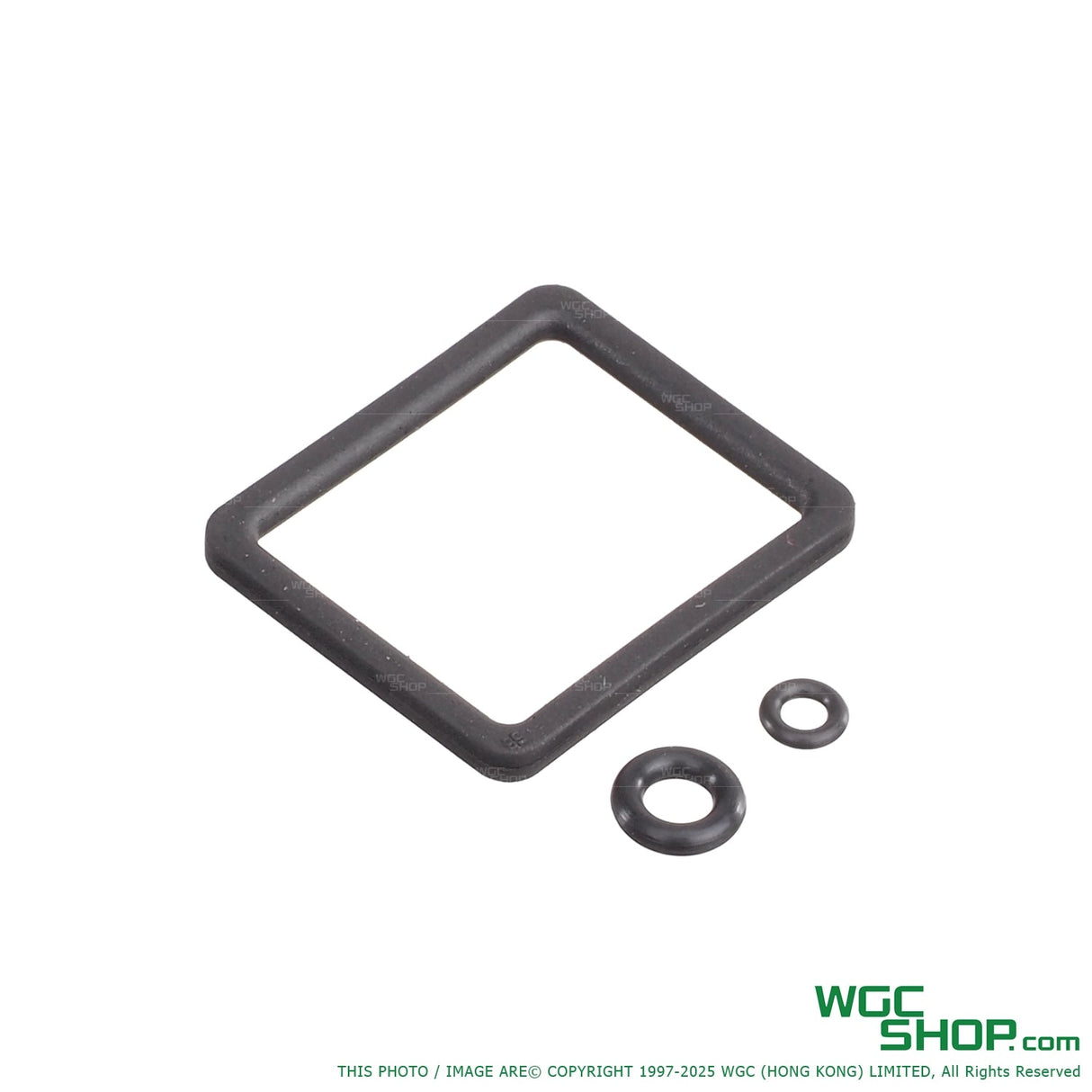 Arcturus Hi-Capa magazine spare O-ring set with square and two round black rubber O-rings on white background