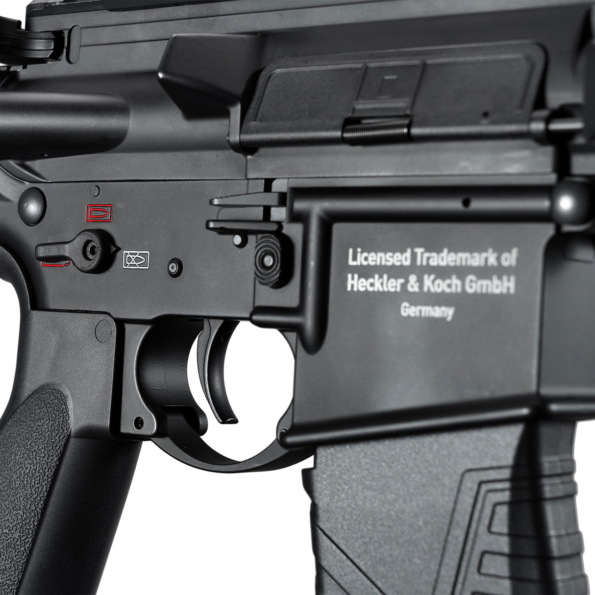 Trigger close-up of ARCTURUS HK416A5 AEG FE Black AT-HK416A5-FE-BK - WGC Shop