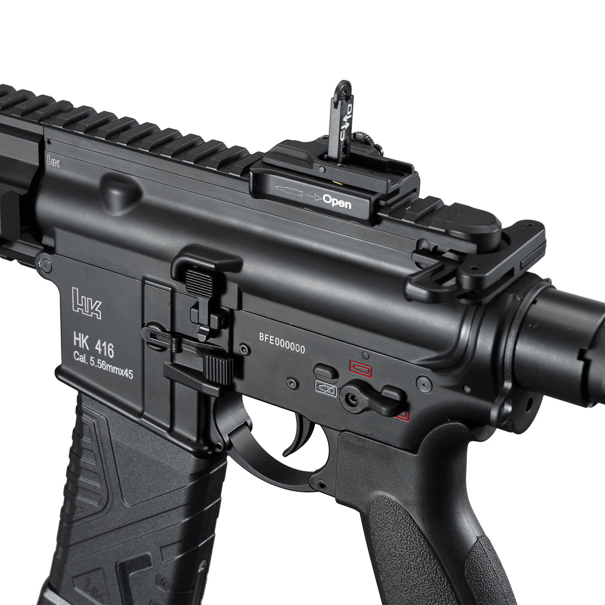 Receiver close-up of ARCTURUS HK416A5 AEG FE Black AT-HK416A5-FE-BK - WGC Shop