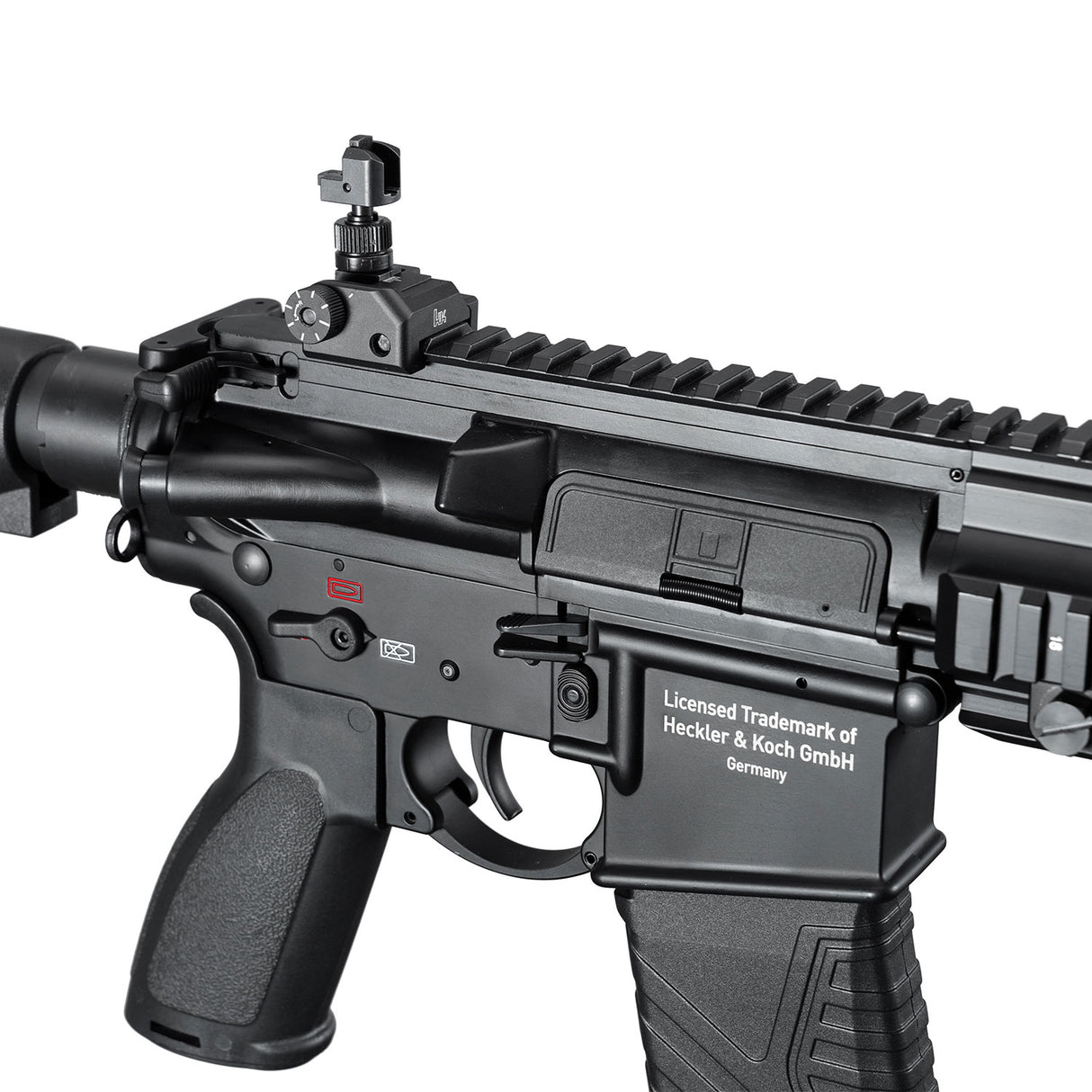 Receiver  close-up of ARCTURUS HK416F-S AEG FE Black - WGC Shop