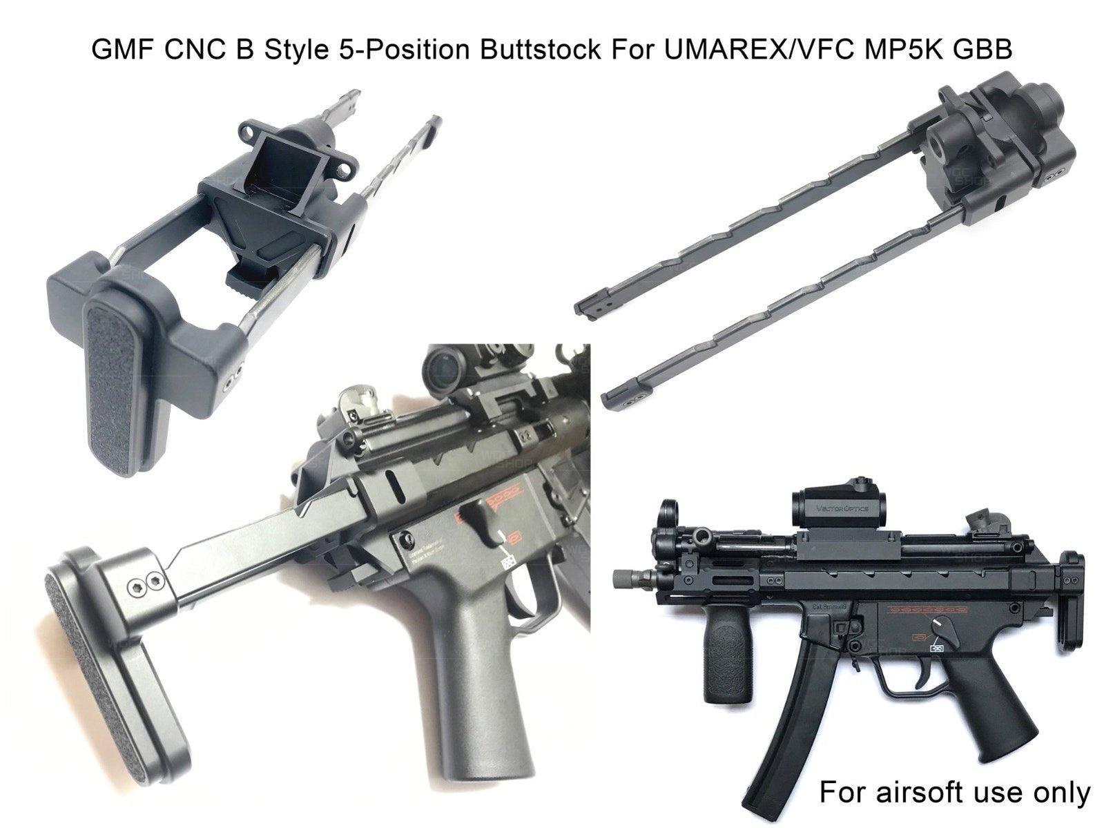 BOW MASTER x GMF 5 Position Buttstock for VFC MP5K GBB Airsoft 