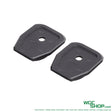 Two black WGC Shop base plates for Parabellum P365 22-round gas magazines on white background