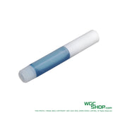 Blue and white steel barrel clamp lock screw for APFG MCX Spear LT GBB on white background