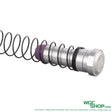 Silver CNC counter weight with black recoil spring and purple buffer for AR M4 GBB gun