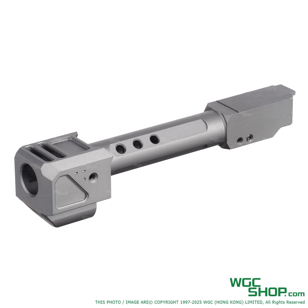 GUNDAY TP Style Aluminum Outer Barrel w/ HAED Style Compensator Type B for VFC G19 Gen5, G45, G19X, SRC G19 Gen5 MOS, GHK G45 GBB Airsoft Grey GUNDAY-V10-G19B-GY - WGC Shop