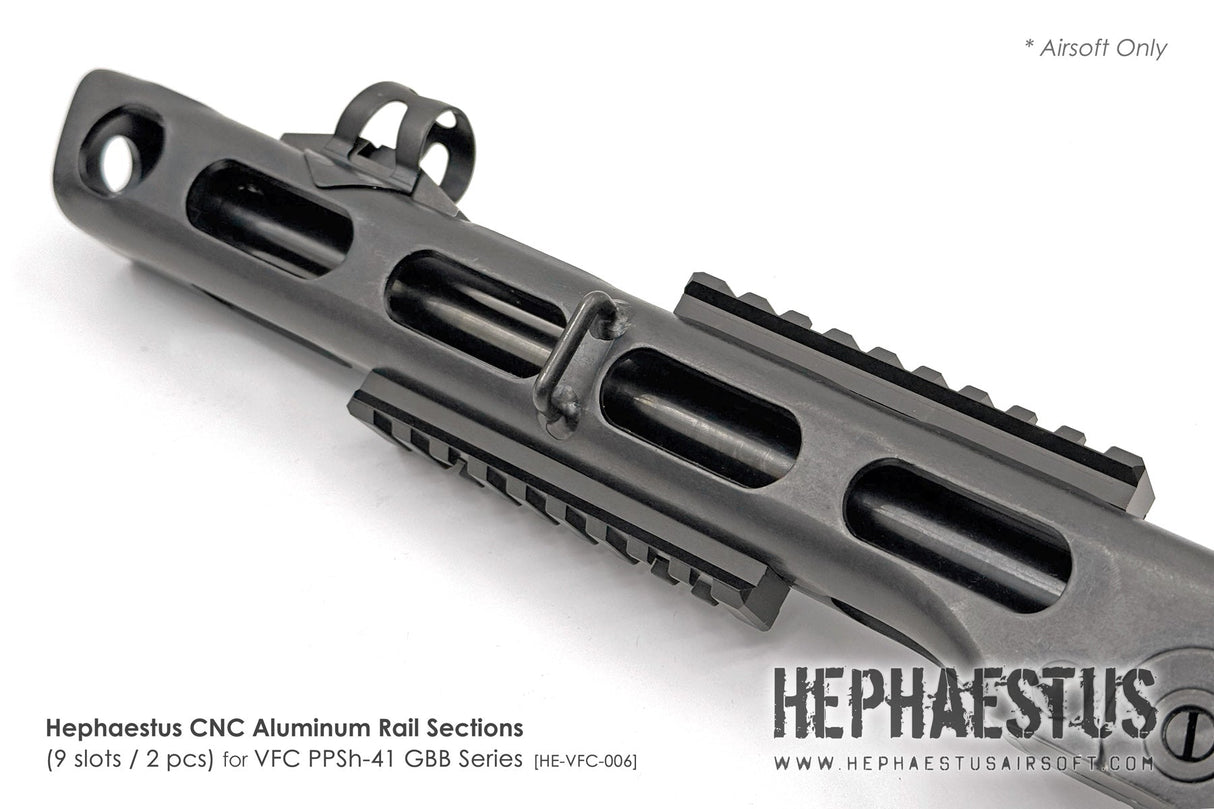 HEPHAESTUS CNC Aluminum Rail Sections (9 slots / 2 pcs) for VFC PPSh-41 GBB