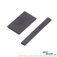 Two black rectangular rubber foam pads of different sizes on a white background