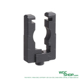 Black CNC machined aluminum reinforced part with a U-shaped design on white background