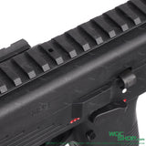 Close-up view of Maruyama MP-IX's rail & hop-up adjust hole