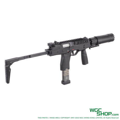 Right side view of Maruyama MP IX MP9 gbb airsoft with silencer