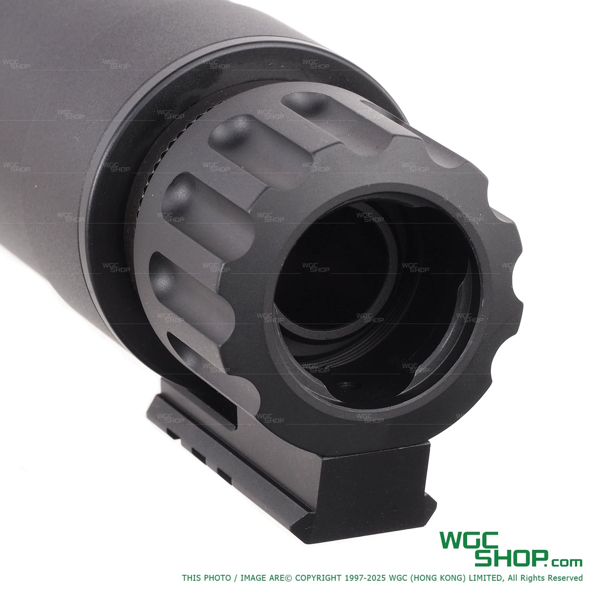 Close-up view of MP IX MP9 silencer