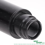 Close-up of black Northeast Barrel extension for Maschinenpistole UZI GBB with threaded end