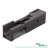 Black steel bolt carrier for Uzi Mini GBB airsoft gun on white background