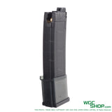 Reload MP7 30-round CO2 airsoft magazine in black with clear base on white background
