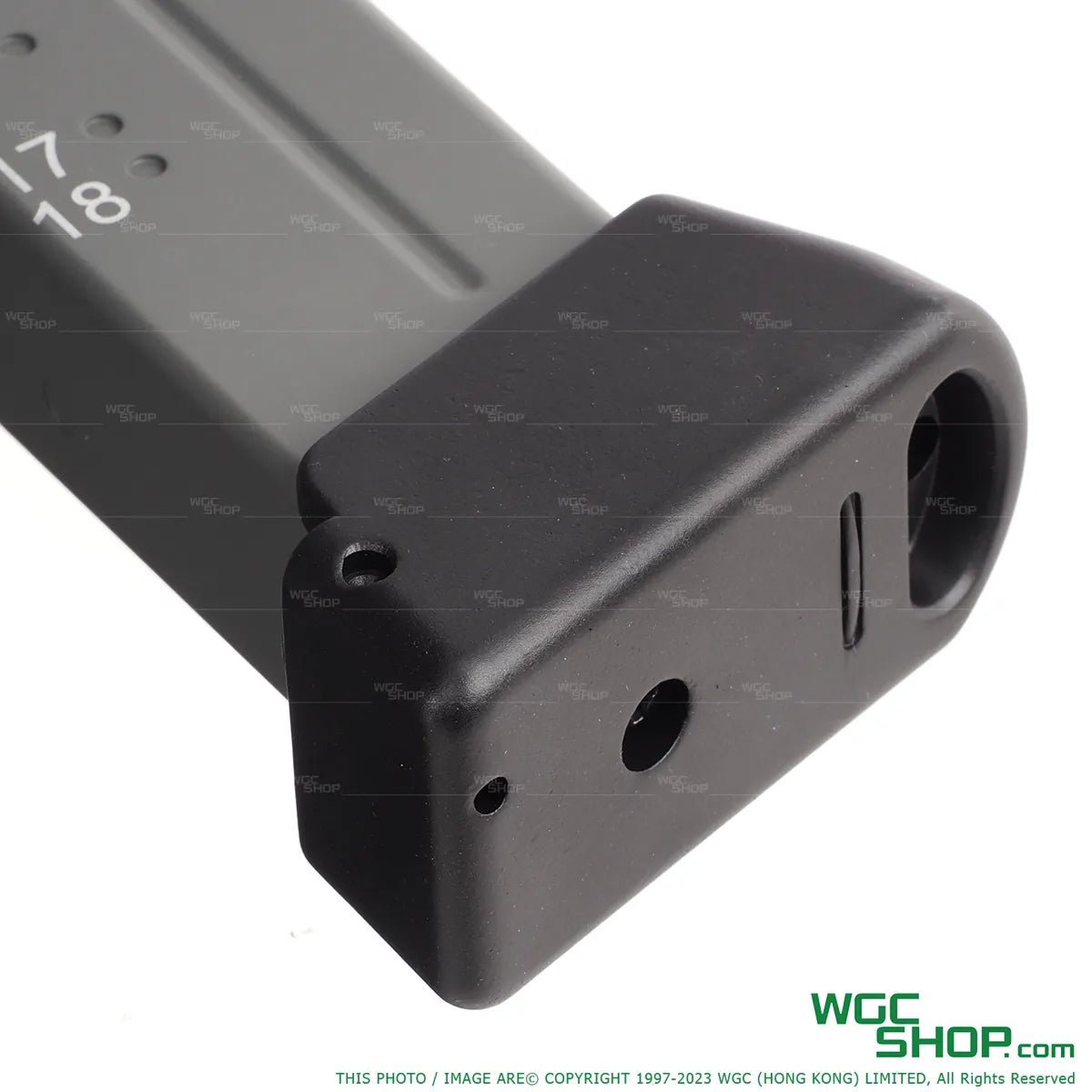 Bottom close-up view of STARK ARMS MP443 26Rds Extend Gas Airsoft Magazine